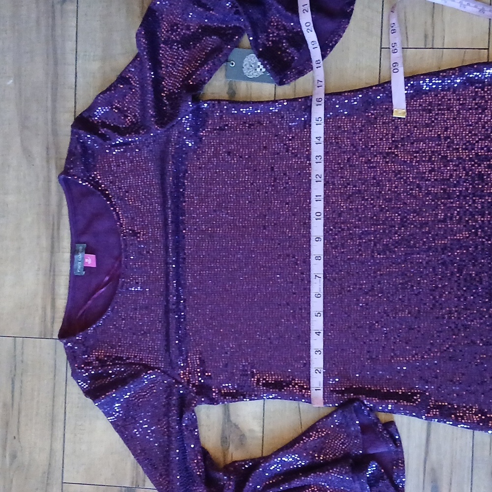 NWT Vicent Camuto Women's Purple Cocktail Sheath Dress Flared Sleeves. Size XS - Picture 14 of 17